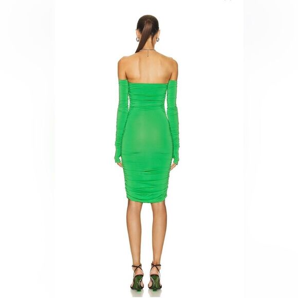 NEW The Andamane x REVOLVE Linda Ruched Mini Dress Green Size 42 / Medium - Picture 3 of 8